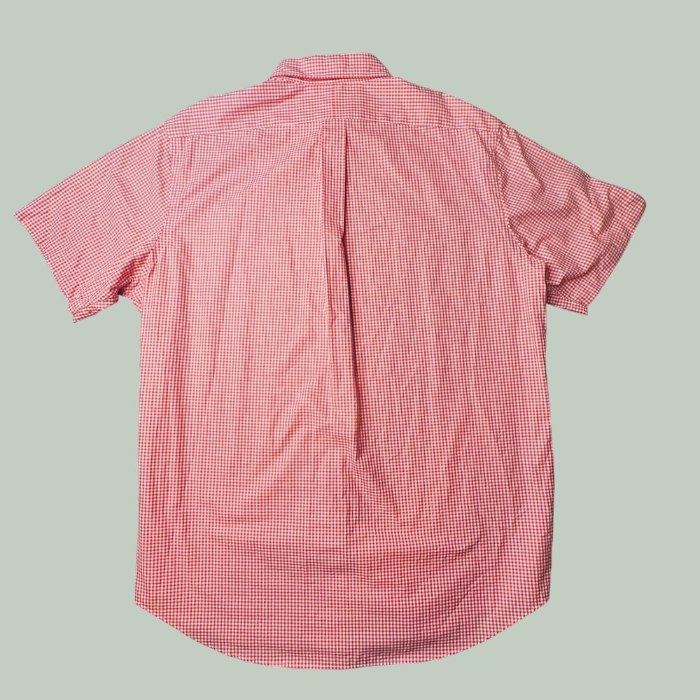Ralph Lauren Shirt Mens XL Short Sleeve Gingham Orange White Button Down Pony - Picture 3 of 11